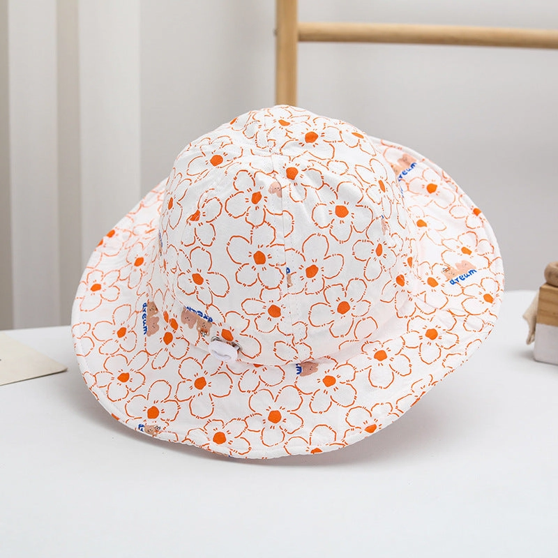 Wholesale Cotton Little Bear Pattern Big Eave Children's Fisherman Hat