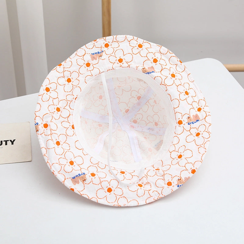 Wholesale Cotton Little Bear Pattern Big Eave Children's Fisherman Hat