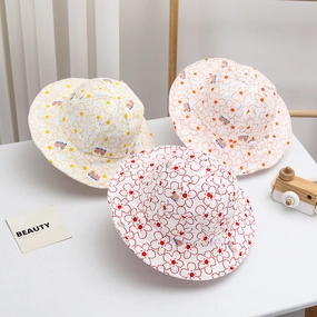 Wholesale Cotton Little Bear Pattern Big Eave Children's Fisherman Hat