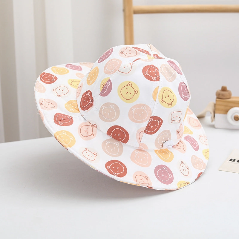 Wholesale Cotton Little Bear Pattern Big Eave Children's Fisherman Hat