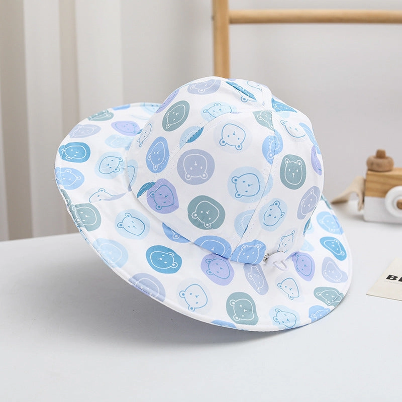 Wholesale Cotton Little Bear Pattern Big Eave Children's Fisherman Hat
