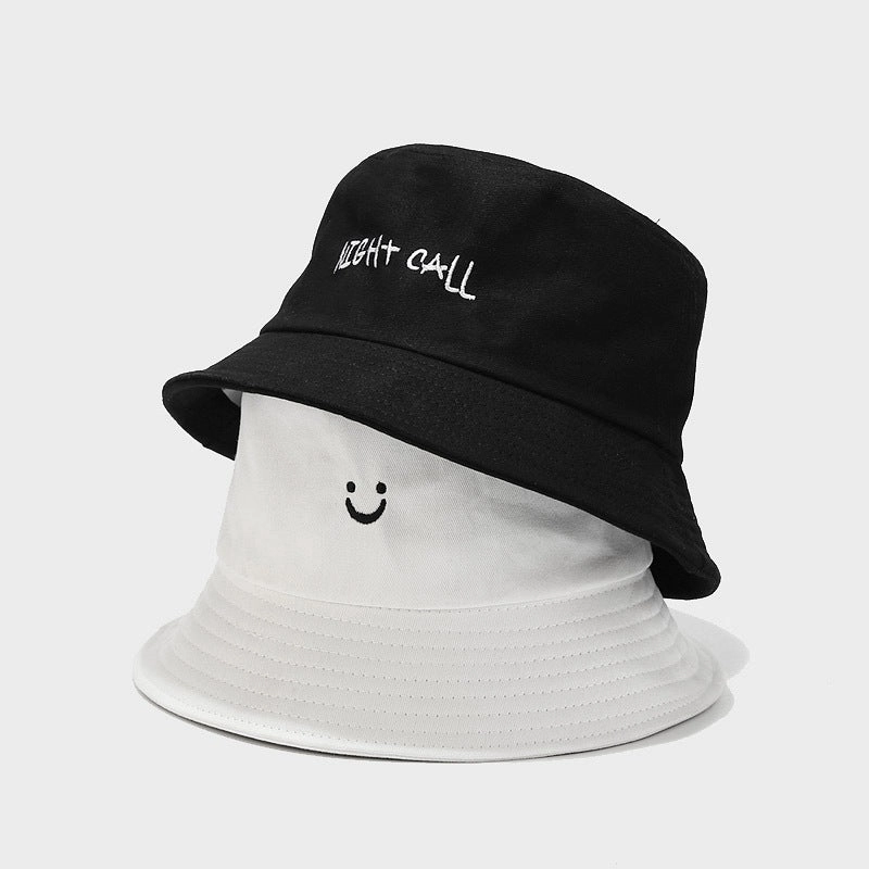 Wholesale Cotton Little Smiley Letters Embroidered Front and Back Bucket Hat