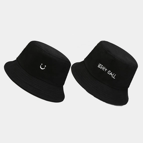Wholesale Cotton Little Smiley Letters Embroidered Front and Back Bucket Hat