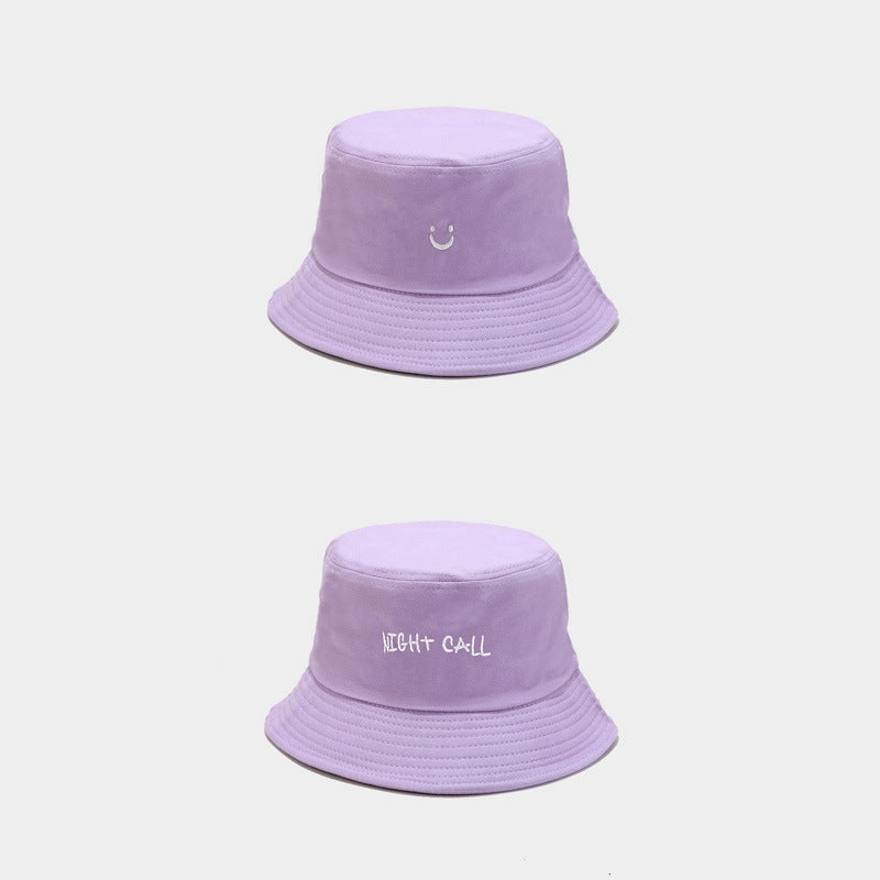 Wholesale Cotton Little Smiley Letters Embroidered Front and Back Bucket Hat