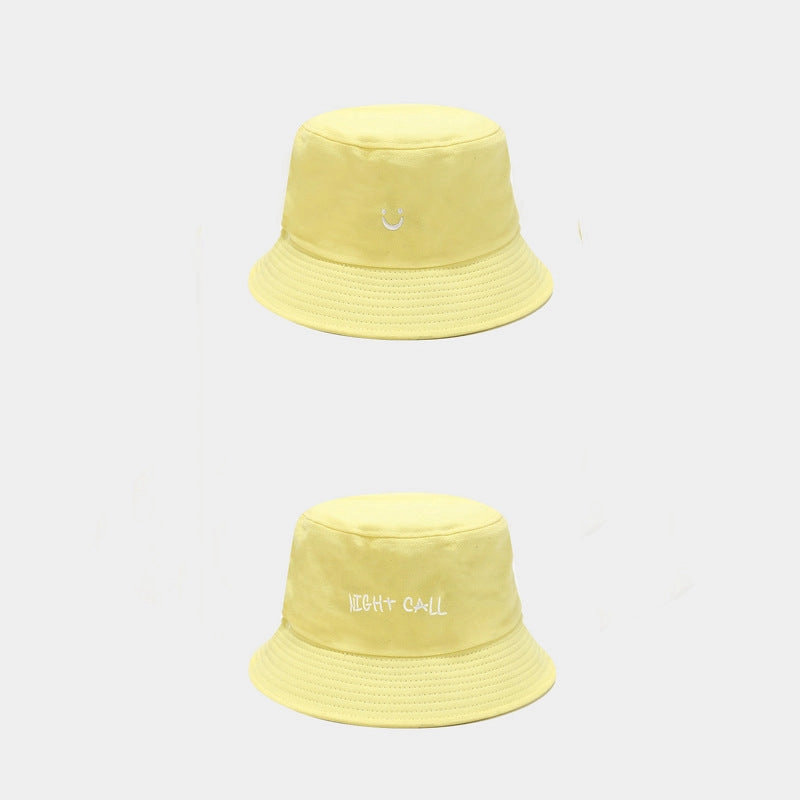 Wholesale Cotton Little Smiley Letters Embroidered Front and Back Bucket Hat
