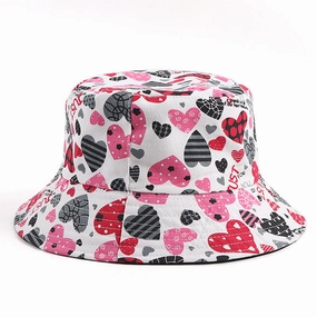 Wholesale Cotton Love Print Reversible Bucket Hat