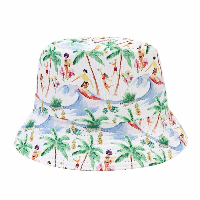 Wholesale Cotton Palm Pattern Reversible Bucket Hat