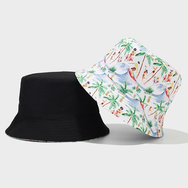 Wholesale Cotton Palm Pattern Reversible Bucket Hat