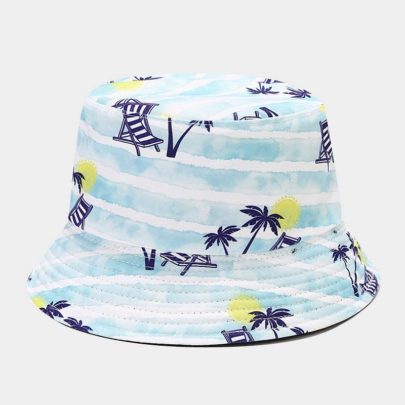 Wholesale Cotton Palm Pattern Reversible Bucket Hat