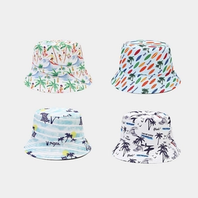 Wholesale Cotton Palm Pattern Reversible Bucket Hat