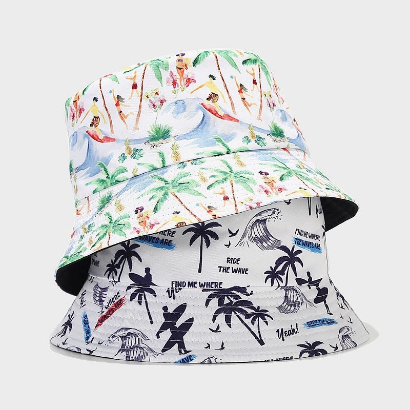 Wholesale Cotton Palm Pattern Reversible Bucket Hat
