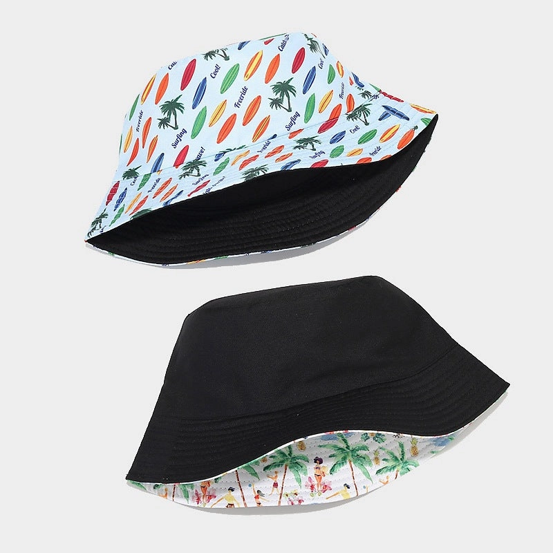 Wholesale Cotton Palm Pattern Reversible Bucket Hat