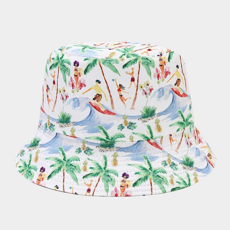 Wholesale Cotton Palm Pattern Reversible Bucket Hat