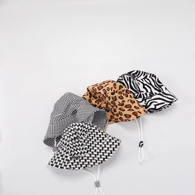 Wholesale Cotton Plaid Leopard Bucket Hat