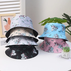 Wholesale Cotton Polyester Cartoon Koala Print Bucket Hat
