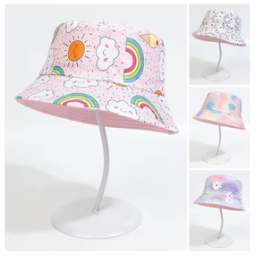 Wholesale Cotton Polyester Cartoon Rainbow Kids Bucket Hat