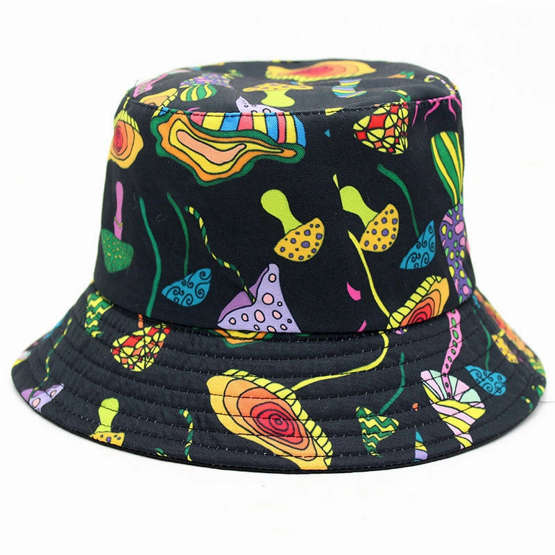 Wholesale Cotton Polyester Cute Colorful Mushroom Printing Fisherman Hat