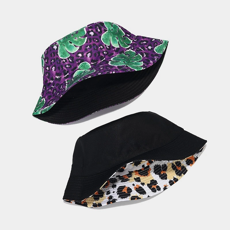 Wholesale Cotton Polyester Foldable Leopard Print Reversible Fisherman Hat