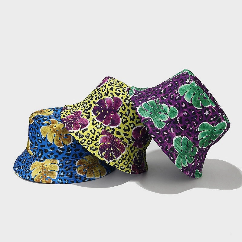 Wholesale Cotton Polyester Foldable Leopard Print Reversible Fisherman Hat