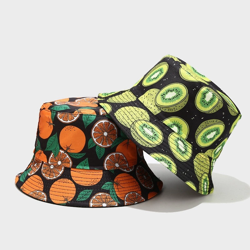Wholesale Cotton Polyester Fruit Pattern Double Sided Bucket Hat