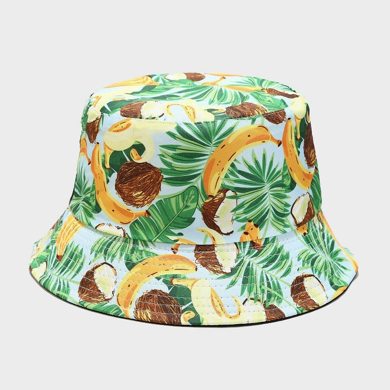 Wholesale Cotton Polyester Fruit Pattern Double Sided Bucket Hat