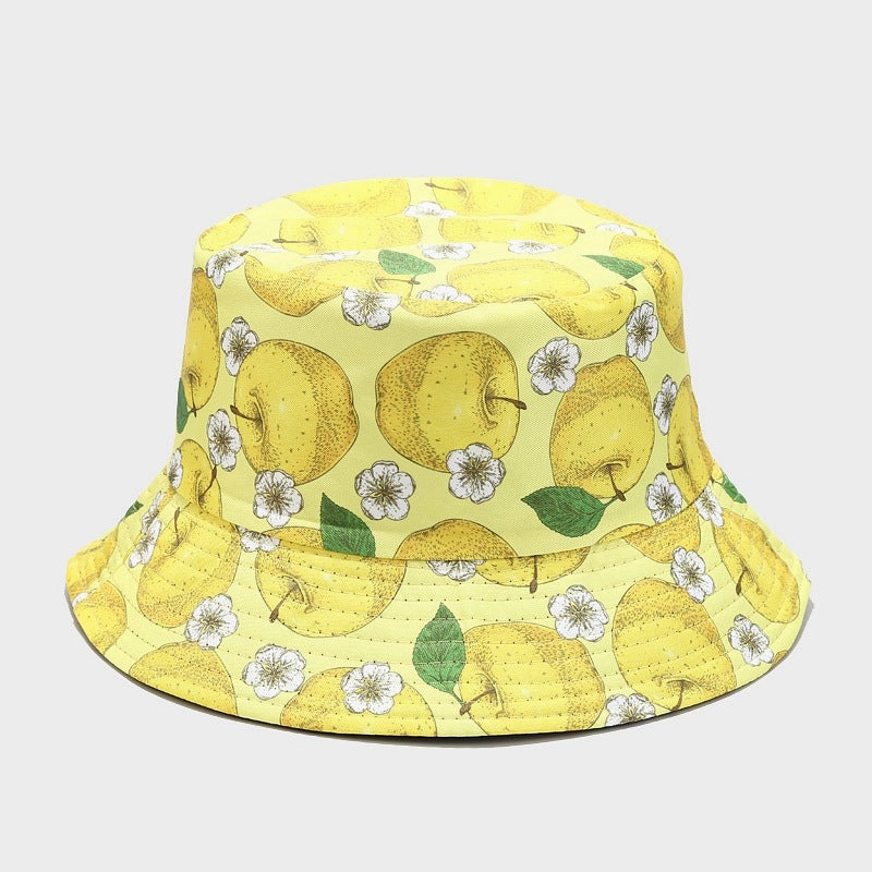 Wholesale Cotton Polyester Fruit Pattern Double Sided Bucket Hat