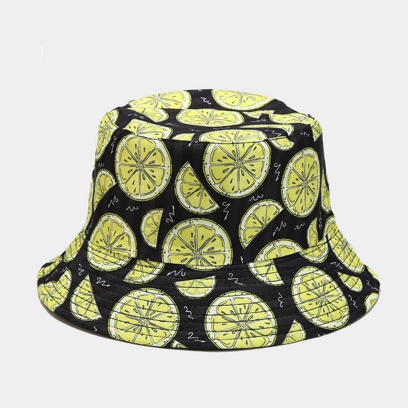 Wholesale Cotton Polyester Fruit Pattern Double Sided Bucket Hat