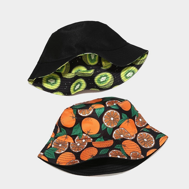 Wholesale Cotton Polyester Fruit Pattern Double Sided Bucket Hat