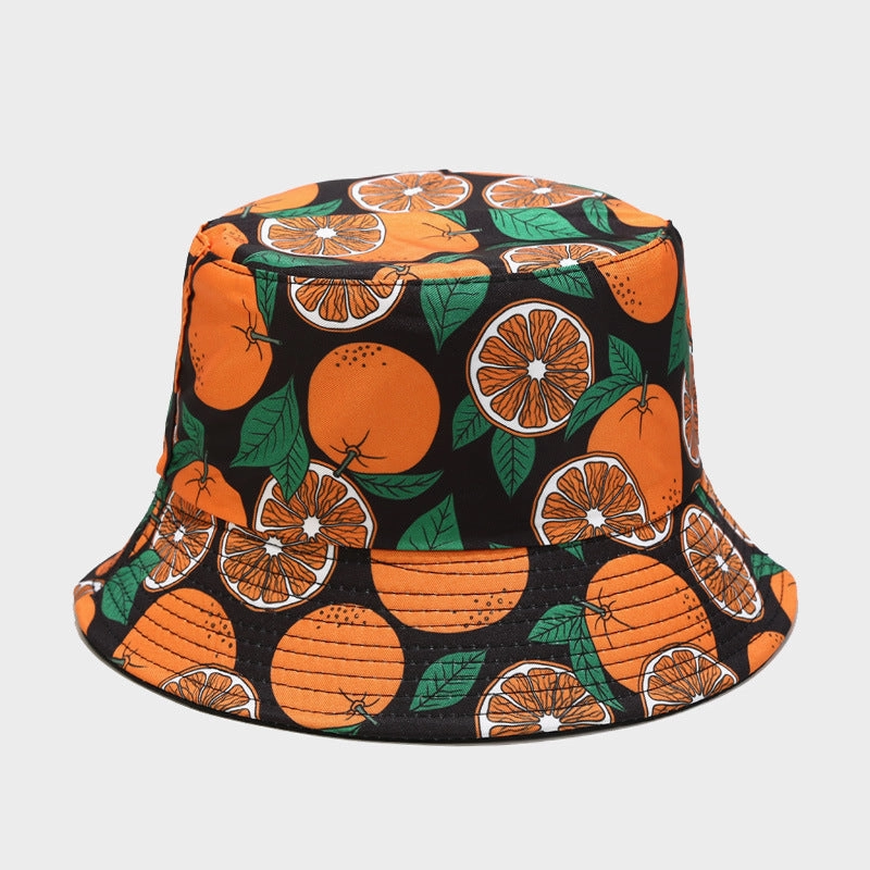 Wholesale Cotton Polyester Fruit Pattern Double Sided Bucket Hat