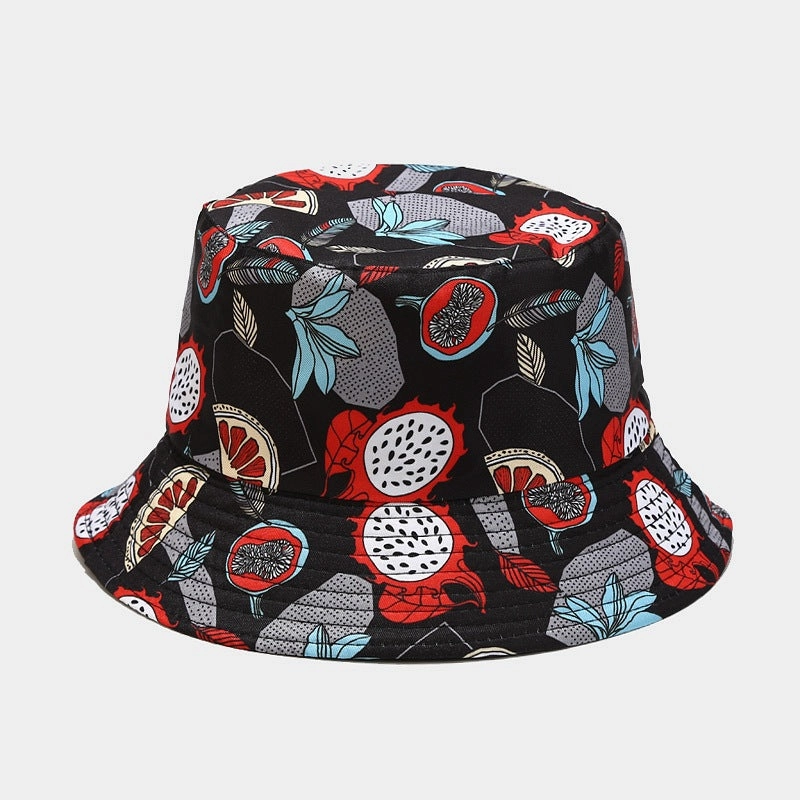 Wholesale Cotton Polyester Fruit Pattern Double Sided Bucket Hat