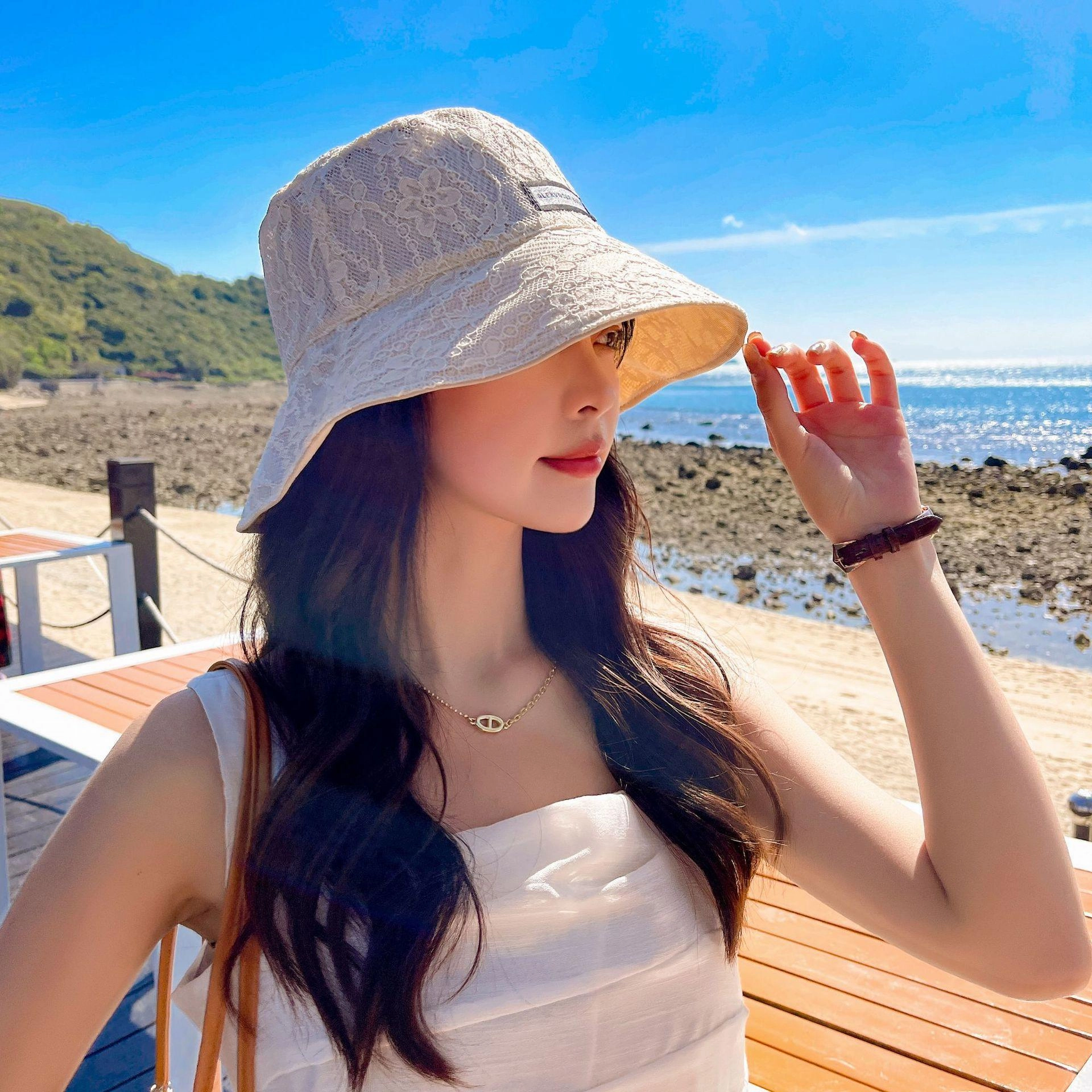 Wholesale Cotton Polyester Lace Double-sided Fisherman Hat Women