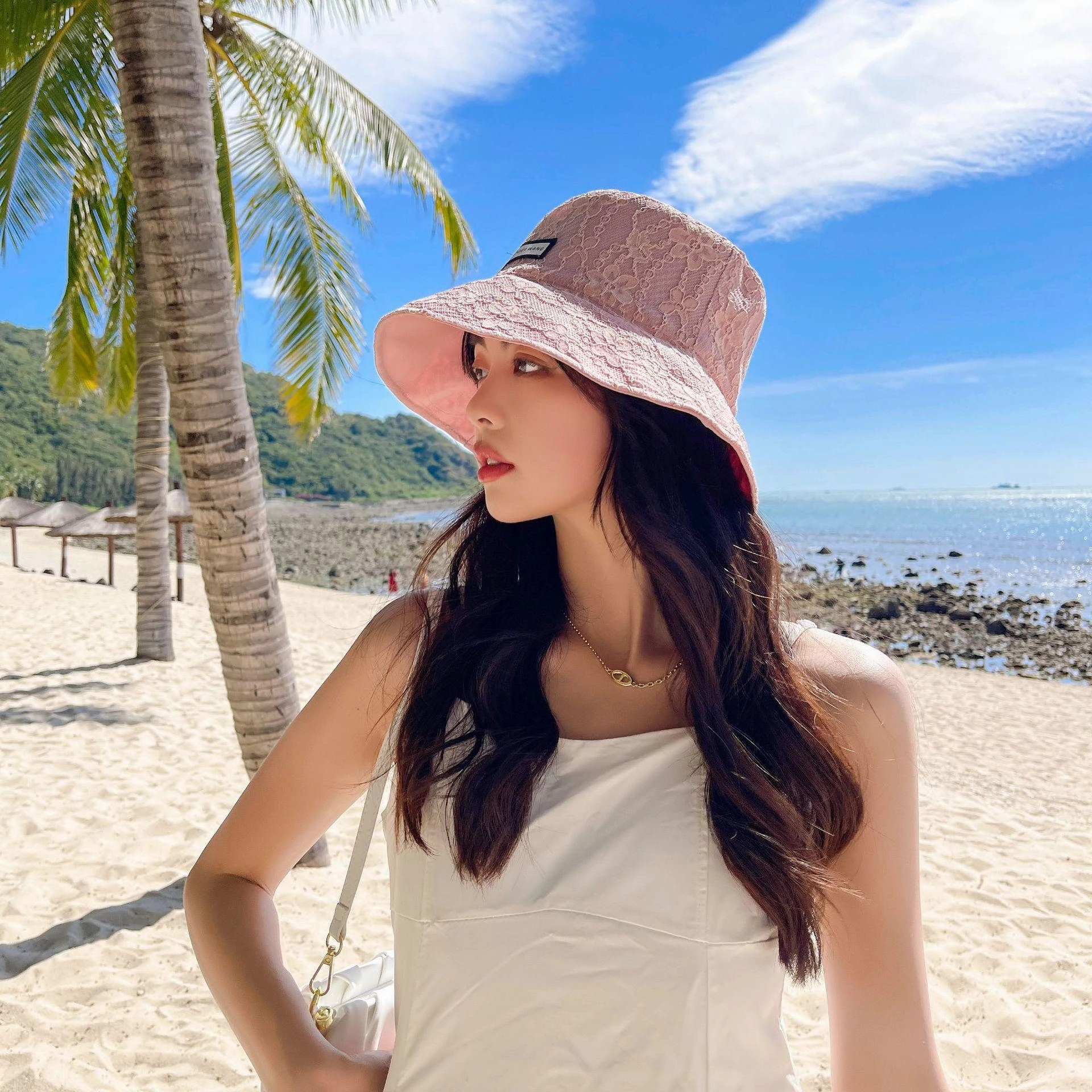Wholesale Cotton Polyester Lace Double-sided Fisherman Hat Women