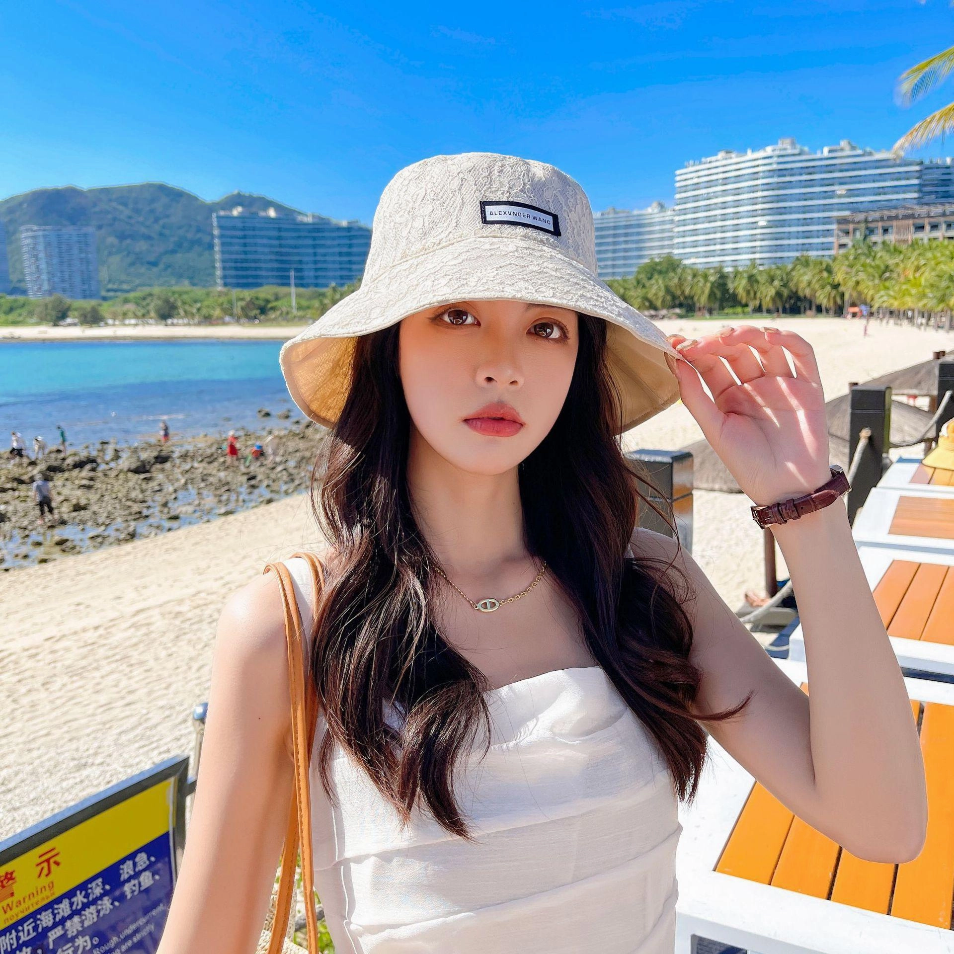 Wholesale Cotton Polyester Lace Double-sided Fisherman Hat Women