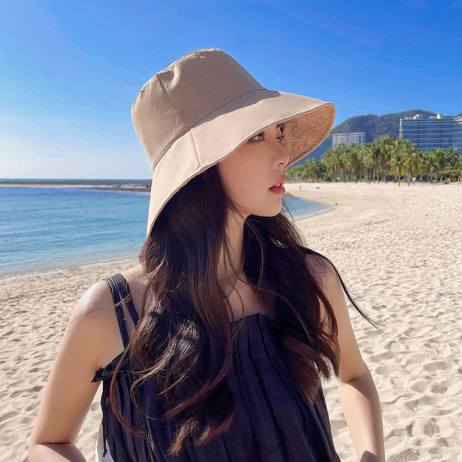 Wholesale Cotton Polyester Lace Double-sided Fisherman Hat Women