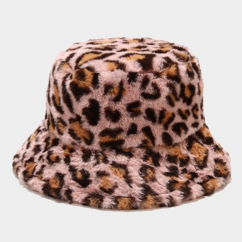 Wholesale Cotton Polyester Leopard Print Plus Fleece Thick Windproof Fisherman Hat