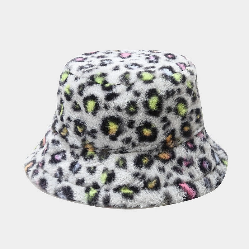 Wholesale Cotton Polyester Leopard Print Plus Fleece Thick Windproof Fisherman Hat