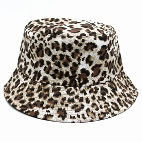 Wholesale Cotton Polyester Leopard Print Reversible Bucket Hat