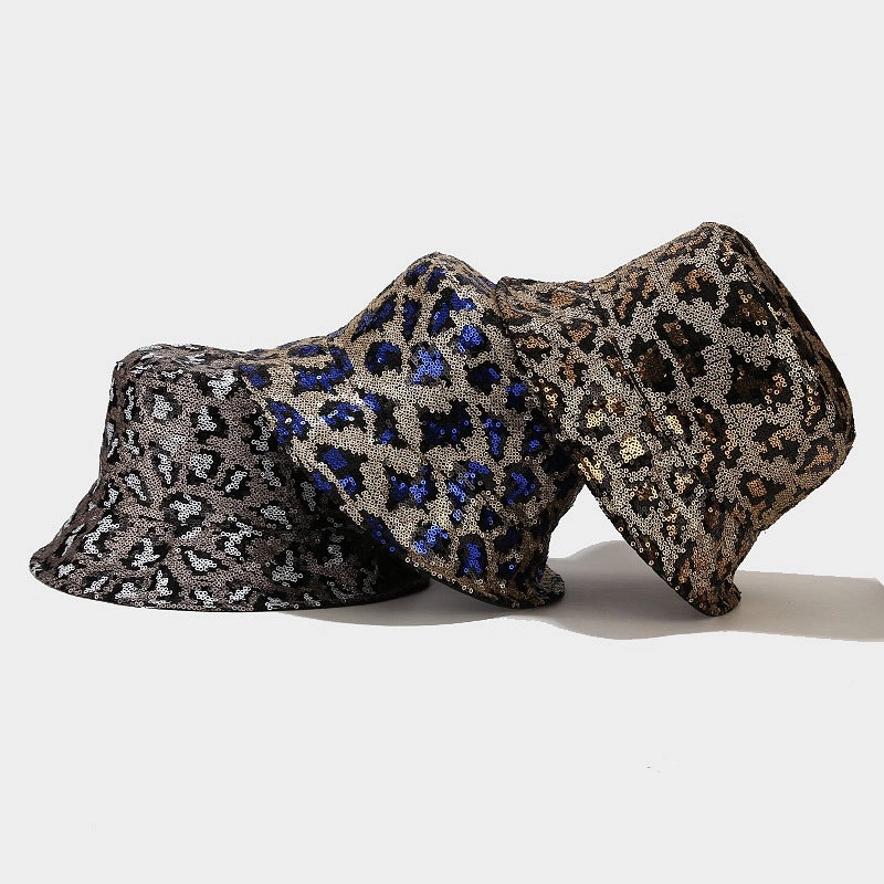 Wholesale Cotton Polyester Sequin Leopard Pattern Bucket Hat