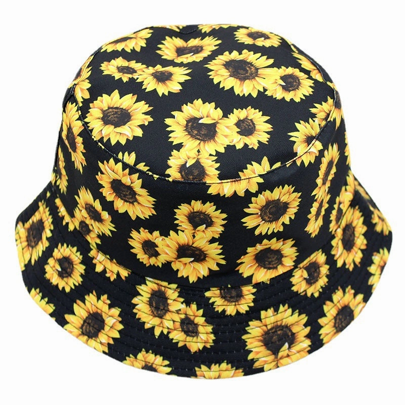 Wholesale Cotton Polyester Sunflower Pattern Reversible Bucket Hat