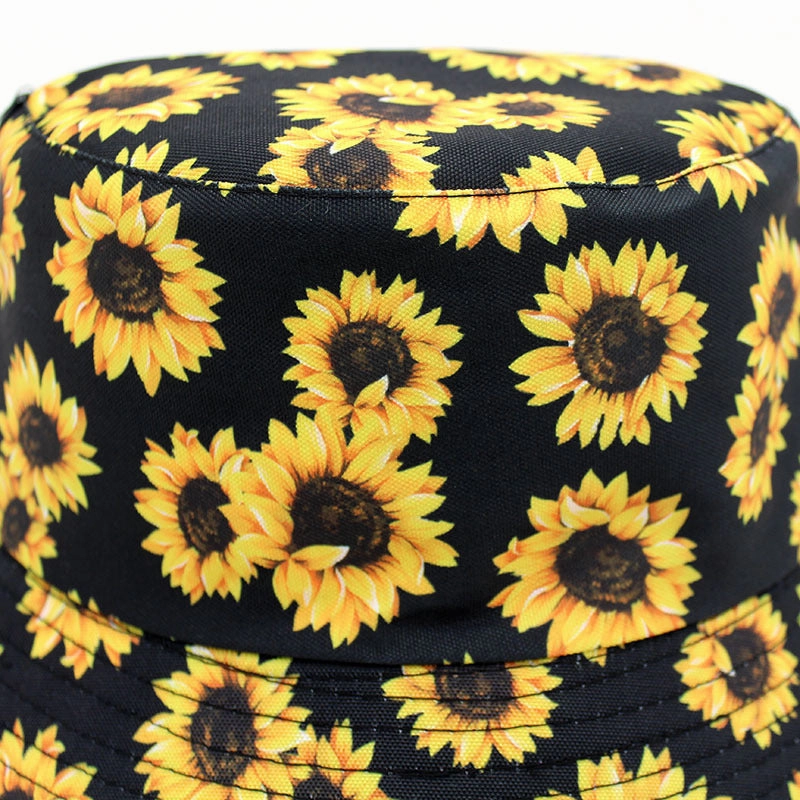 Wholesale Cotton Polyester Sunflower Pattern Reversible Bucket Hat