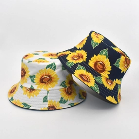 Wholesale Cotton Printing Sunflower Fisherman Hat