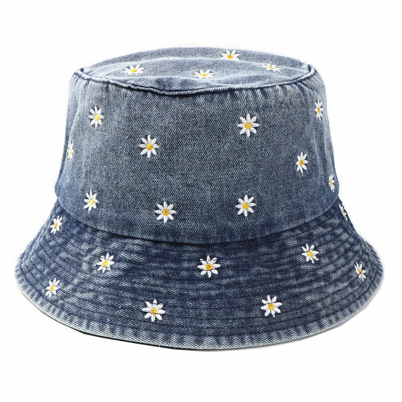 Wholesale Cotton Small Chrysanthemum Embroidery Bucket Hat