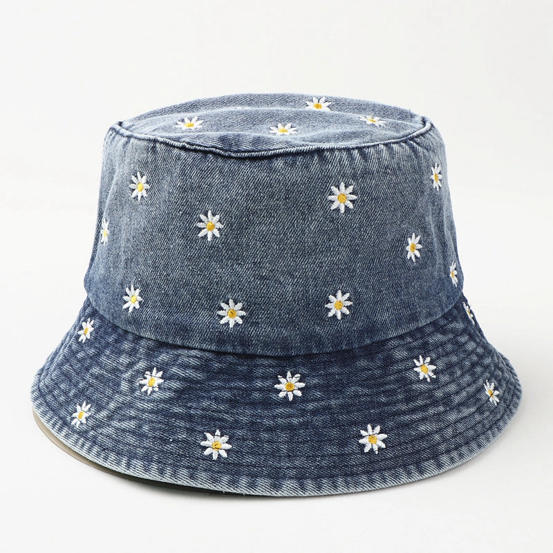 Wholesale Cotton Small Chrysanthemum Embroidery Bucket Hat