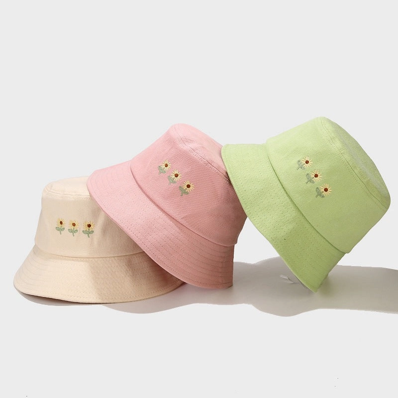 Wholesale Cotton Small Flower Embroidery Bucket Hat