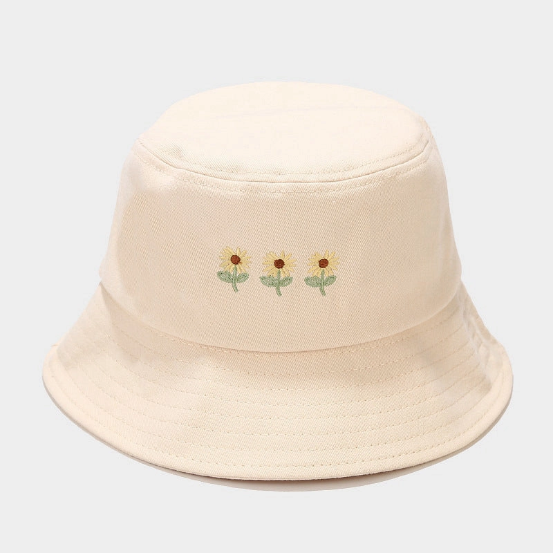 Wholesale Cotton Small Flower Embroidery Bucket Hat