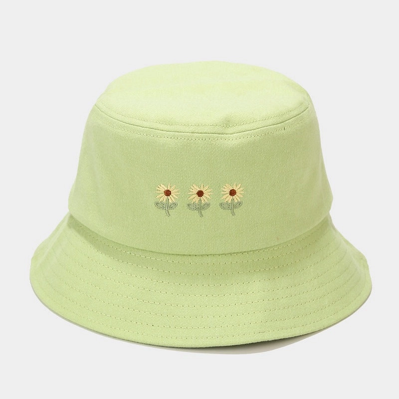Wholesale Cotton Small Flower Embroidery Bucket Hat