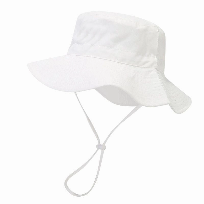 Wholesale Cotton Solid Color Kids Bucket Hat with Windproof Rope