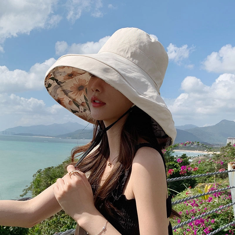 Wholesale Cotton Summer Big Brim Sunshade Bucket Hat
