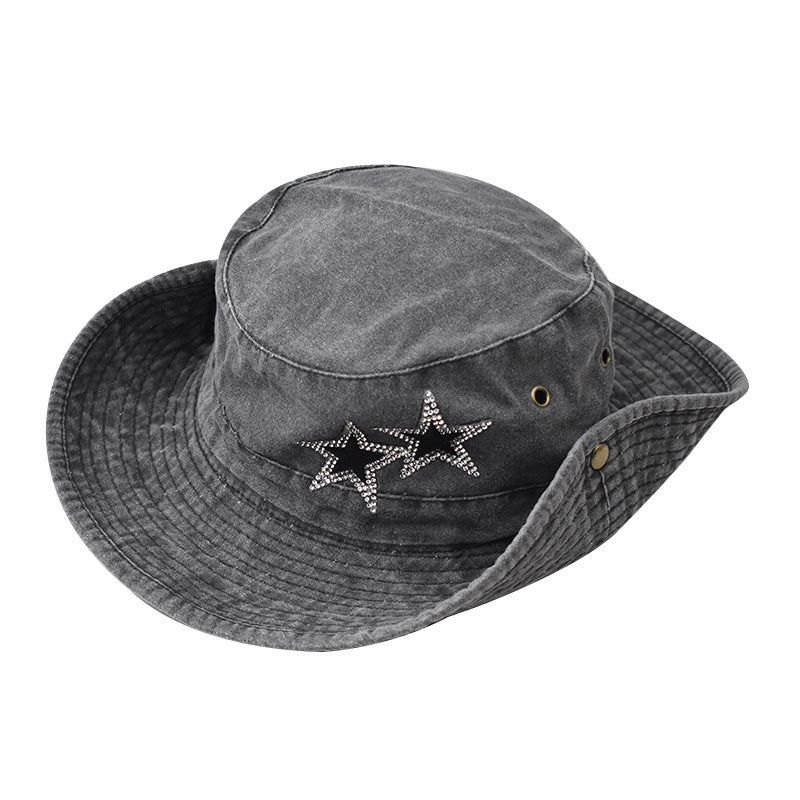Wholesale Cotton Washed Distressed Cotton Pentagram Fisherman Hat