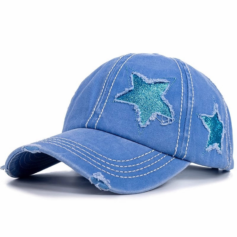 Wholesale Cotton Washed Ripped Pentagram Baseball Cap
